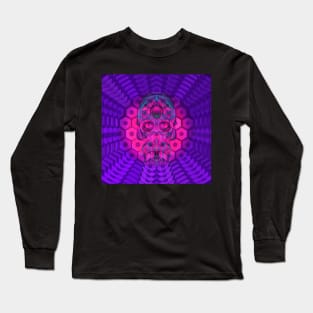 Electroluminated Skull Flower - Cornflower Magenta Long Sleeve T-Shirt